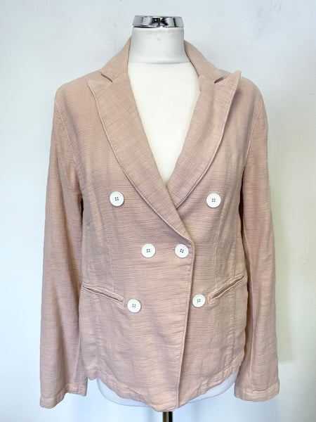 MARC AUREL PINK COTTON DOUBLE BREASTED UNLINED JACKET SIZE 40 UK 14