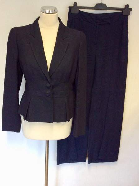 BRAND NEW HOBBS DARK BLUE LINEN TROUSER SUIT SIZE 10/12