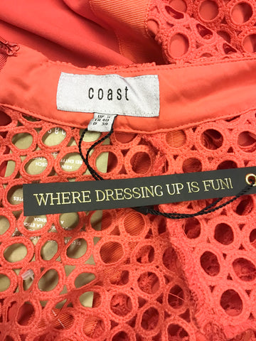 BRAND NEW COAST RED LACE TOP LONG SLEEVE BELL CUFF JUMPSUIT SIZE 12