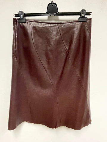 BRAND NEW MNG BROWN LEATHER A LINE KNEE LENGTH SKIRT SIZE 14
