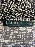 LAUREN BY RALPH LAUREN BLACK & WHITE PRINT SHORT SLEEVE WRAP DRESS SIZE 10