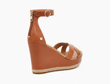 BRAND NEW UGG EZRAH TAN LEATHER WEDGE HEEL SANDALS SIZE 5/38