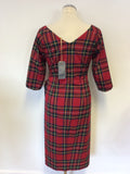 BRAND NEW BOMBSHELL RED TARTAN CONFIDENT HOURGLASS DRESS SIZE 12