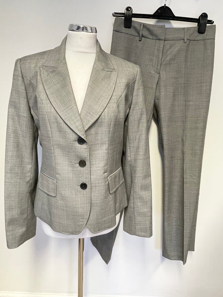 TM LEWIN WOMAN DITA LIGHT GREY WOOL TROUSER SUIT SIZE 10/12