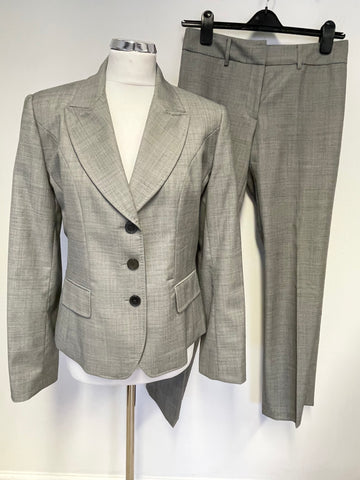 TM LEWIN WOMAN DITA LIGHT GREY WOOL TROUSER SUIT SIZE 10/12