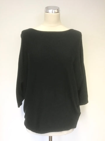 PHASE EIGHT DARK GREEN BOAT NECK 3/4 SLEEVE BATWING JUMPER SIZE M