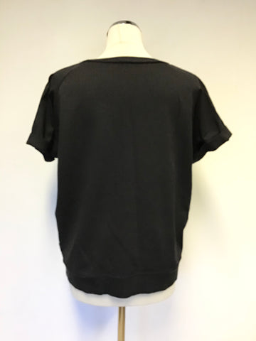 PAUL SMITH BLACK EMBOSSED FLOWER PRINT SHORT SLEEVE TOP SIZE M