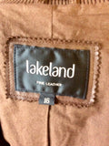 LAKELAND BROWN LEATHER ZIP UP JACKET SIZE 16