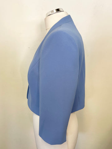 JACQUES VERT PETITE BLUE CROPPED OCCASION JACKET SIZE 12