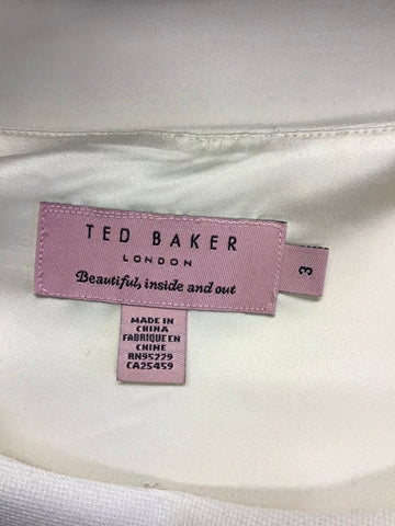 TED BAKER BIRDIE ECRU/ CREAM DRAPED SHOULDER SLEEVELESS PENCIL DRESS SIZE 3 UK 12