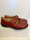 BRAND NEW HOTTER COMFORT CONCEPT RED LEATHER VELCRO STRAP SHOES SIZE 7.5/41