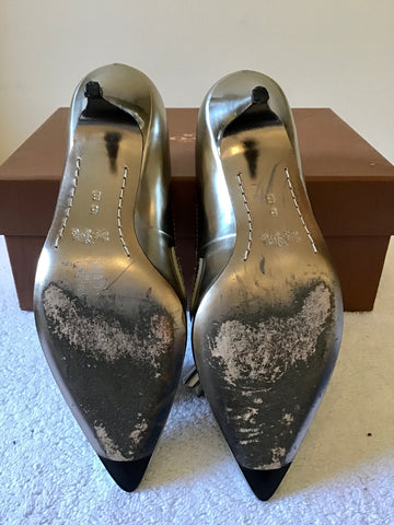 COACH SILVER METALLIC LEATHER BETTY LOAFER HEELS SIZE US 5 UK 2.5