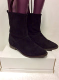 OFFICE BLACK SUEDE FLAT ANKLE BOOTS SIZE 5/38