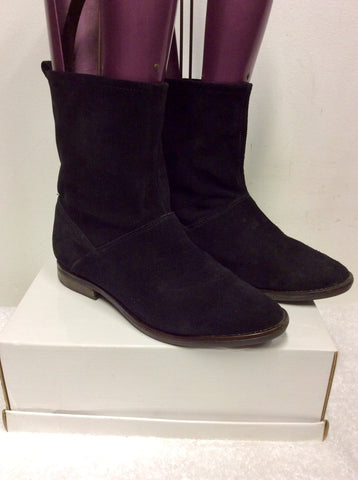 OFFICE BLACK SUEDE FLAT ANKLE BOOTS SIZE 5/38