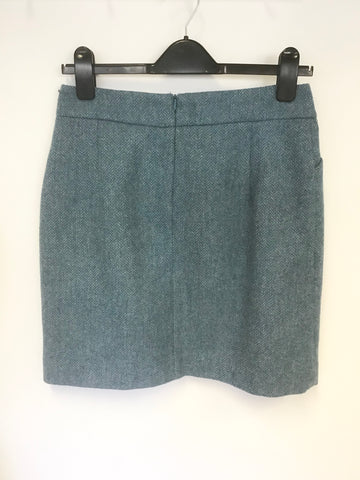 BODEN TURQUOISE TWEED BY MOON MINI SKIRT SIZE 10R