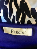 PRÉCIS NAVY BLUE,WHITE & PALE BLUE PRINT STRETCH DRESS SIZE 10