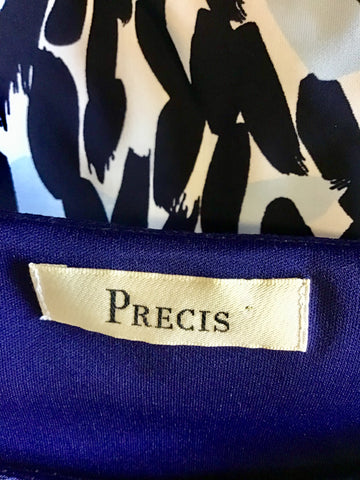 PRÉCIS NAVY BLUE,WHITE & PALE BLUE PRINT STRETCH DRESS SIZE 10