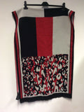 KAREN MILLEN RED,GREY & BLACK WRAP/ SHAWL