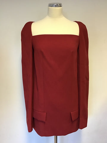 BRAND NEW COS DEEP RED SQUARE NECKLINE LONG SLEEVE TUNIC TOP SIZE 36 FIT UK 10/12