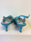 JACQUES VERT TURQOUISE SATIN SLINGBACK HEELS SIZE 7.5/41 & MATCHING BAG