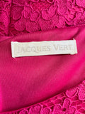 JACQUES VERT RASPERRY PINK LACE SHORT SLEEVE SPECIAL OCCASION DRESS SIZE 18