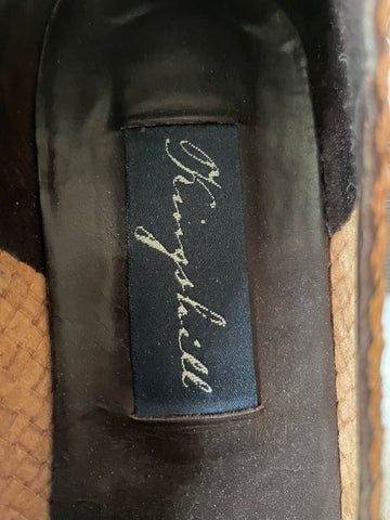 KINGSMILL TAN PLAITED WEAVE ITALIAN ALL LEATHER SLIP ON SHOES SIZE 7/40