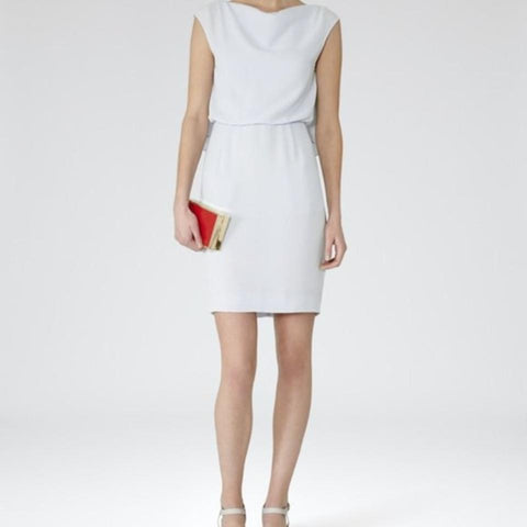 REISS MONICA iCE BLUE BACK BOW DETAILED SLEEVELESS OCCASION DRESS SIZE 8