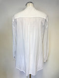 WHISTLES WHITE COTTON FRILL FRONT LONG SLEEVE SHIRT SIZE 12
