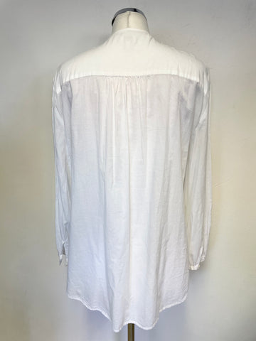 WHISTLES WHITE COTTON FRILL FRONT LONG SLEEVE SHIRT SIZE 12