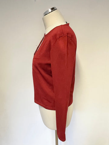 KAREN MILLEN DEEP RED FINE KNIT CAMISOLE TOP & MATCHING CARDIGAN SIZE 2 UK 10
