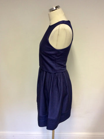 REISS INDA INK QUILTED FIT & FLARE DRESS SIZE 8