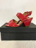 BRAND NEW HOBBS MILLIE CHERRY RED PATENT LEATHER SANDALS SIZE 4/37