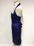 KAREN MILLEN ROYAL BLUE SATIN HALTER NECK SPECIAL OCCASION PENCIL DRESS SIZE 12