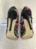 GUESS BY MARCIANO BLACK FLORAL PRINT PEEPTOE HEELS SIZE 4.5/37.5& MATCHING B