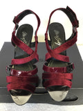 MISS SIXTY DEEP RED VELVET & PATENT LEATHER HEEL SANDALS SIZE 6/39