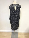 GERARD DAREL NAVY & WHITE PRINT SILK SLEEVELESS TIERED SHIFT DRESS SIZE 36 UK 10