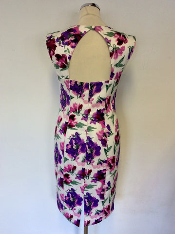 LAURA ASHLEY WHITE FLORAL PRINT PENCIL DRESS SIZE 12