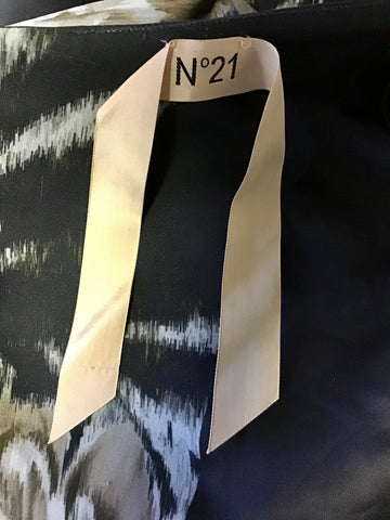 NO 21 BLACK,BROWN & GREY FLORAL PRINT 3/4 SLEEVE PENCIL DRESS SIZE 40 UK 10