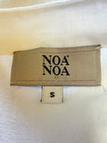 NOA NOA WHITE & CREAM EMBROIDERED BIB LINEN BLEND TUNIC TOP SIZE S