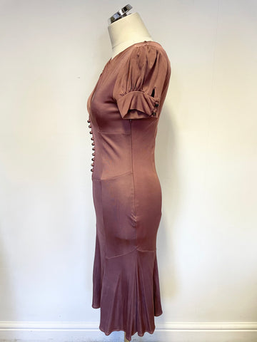 KAREN MILLEN BRICK STRETCH TWIST TOP SHORT SLEEVE TEA DRESS SIZE 10