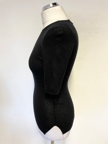 MARCCAIN WOOL & CASHMERE BLEND BLACK SHORT SLEEVED JUMPER SIZE 1 UK 8
