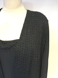 FRANK USHER BLACK BEADED CAMISOLE & SEMI SHEER JACKET SIZE 20