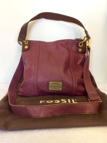 FOSSIL BURGUNDY LEATHER VINTAGE RE ISSUE SHOULDER/ CROSS BODY BAG