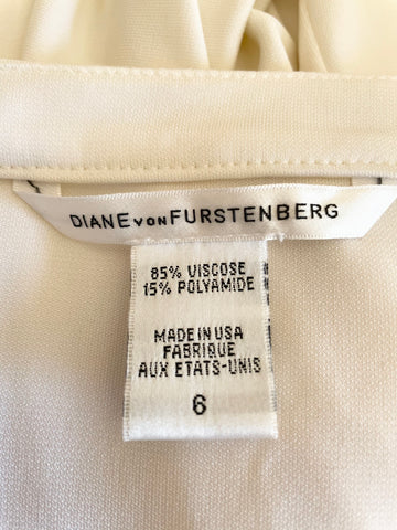 DIANE VON FURSTENBERG IVORY TIE FRONG BATWING SLEEVED TOP SIZE 6 UK 10