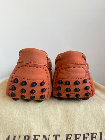 BRAND NEW LAURENT EFFEL ORANGE MOLESKIN LEATHER FLAT LOAFERS SIZE 6/39