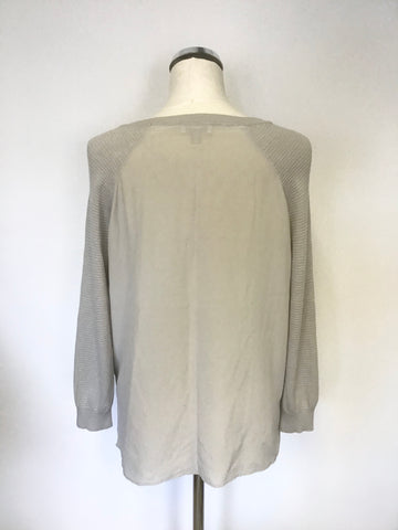 THE WHITE COMPANY PALE GREY SILK WITH KNIT SLEEVES TOP/ JUMPER SIZE 14