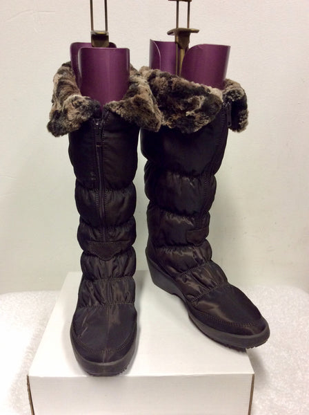 BRAND NEW PAVERS BROWN FAUX FUR LINED ZIP UP SNOW BOOTS SIZE 6/39