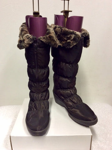 BRAND NEW PAVERS BROWN FAUX FUR LINED ZIP UP SNOW BOOTS SIZE 6/39