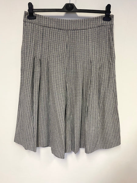 REISS WOOL BLEND GREY WITH NAVY & GREEN CHECK PLEATED CULLOTTES SIZE 14