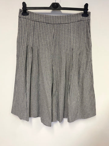 REISS WOOL BLEND GREY WITH NAVY & GREEN CHECK PLEATED CULLOTTES SIZE 14